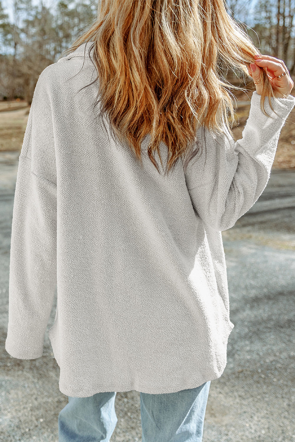 Brown Contrast Flap Pockets Relaxed Shacket