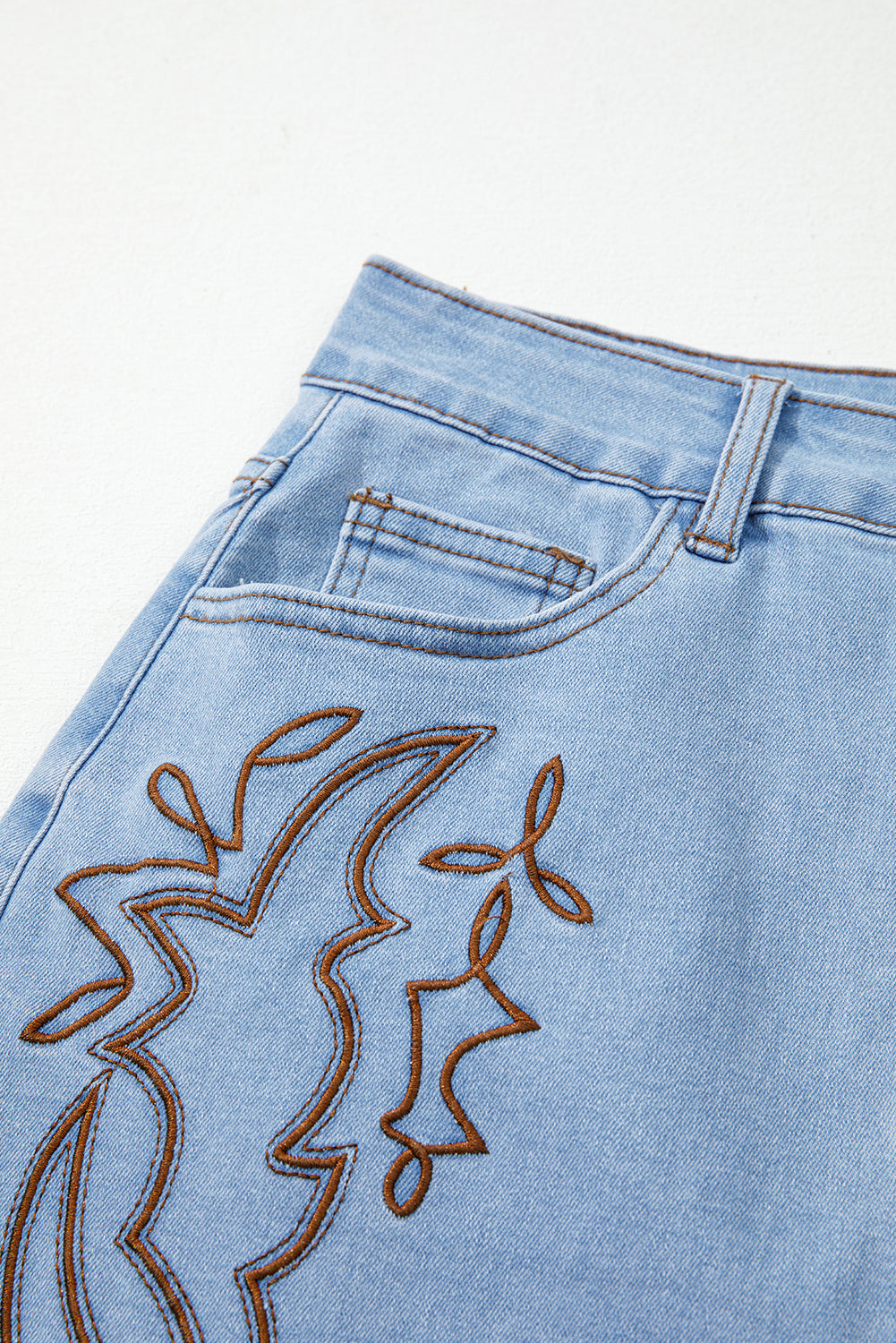 Western Embroidered Denim Mini Skirt