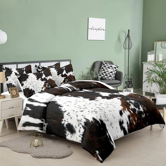 Western Farmhouse Cow Print Comforter Set - Multiple Sizes Available Cow Print Bedding Set - Twin/Full/Queen/King Sizecow Print Comforter Set Western Bed Sets Western Aztec Bedding Sets Country Bed Sets Queen Comforter Set