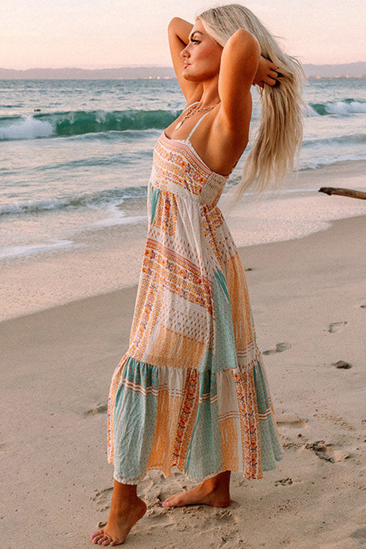 Multicolor Boho Patchwork Print Sundress