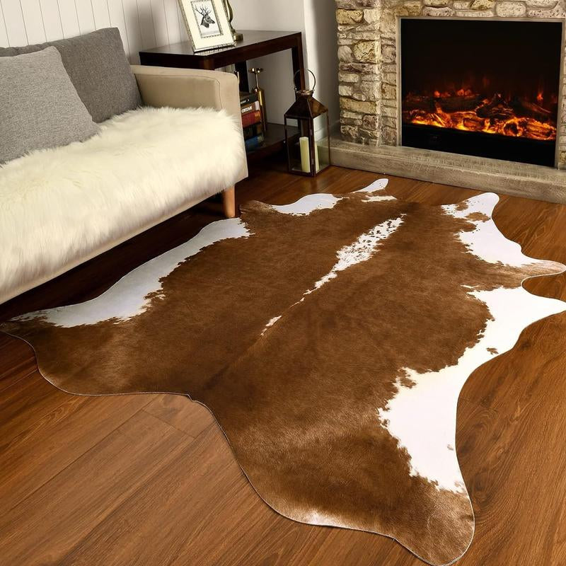 【Deals for You Days】Faux Cowhide Rug Faux Fur Rug Western Style Viral Non-Slip Room Decor Home Decor