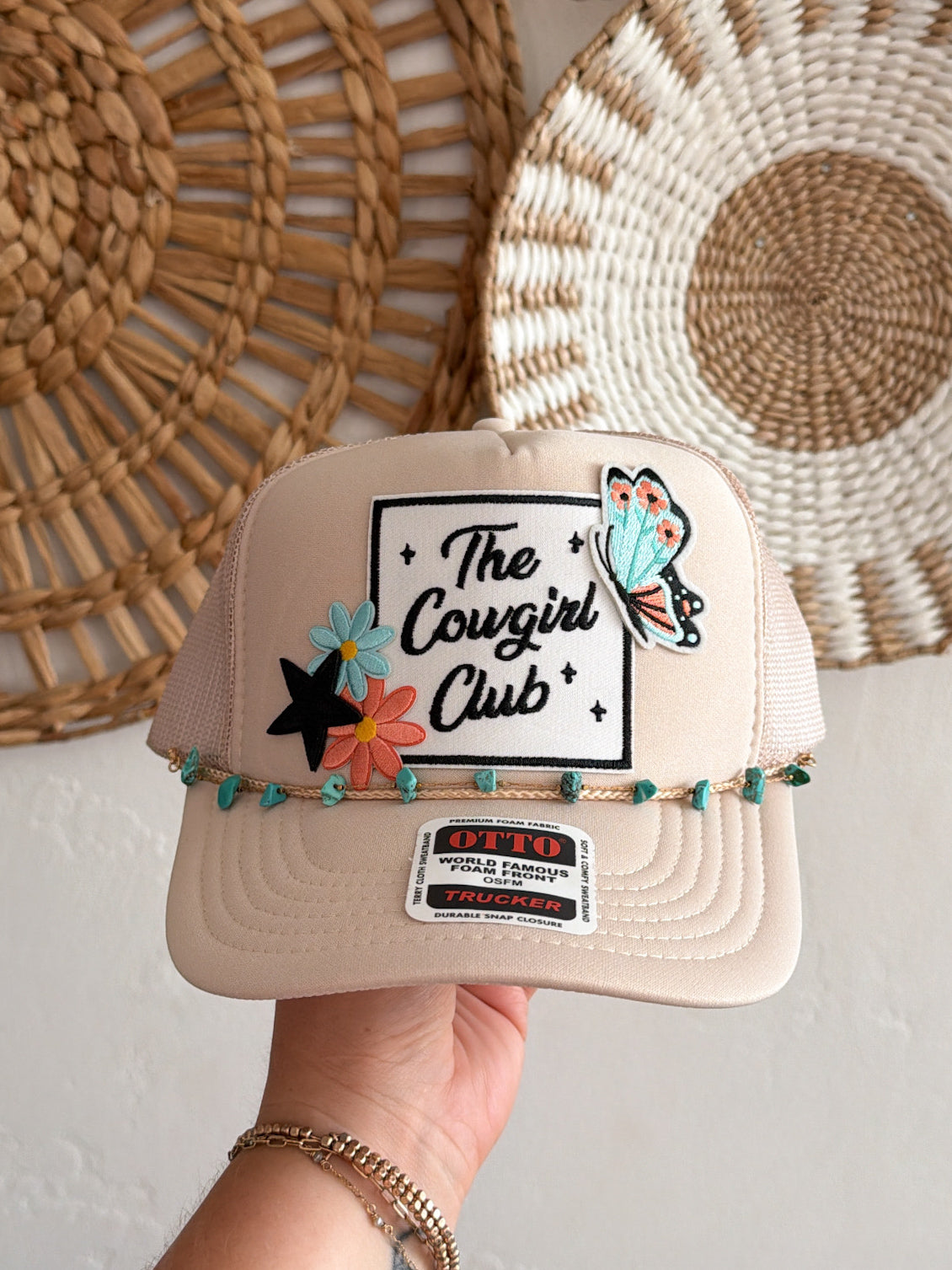 The Cowgirl Club Patch Trucker Hat + Turquoise Chain
