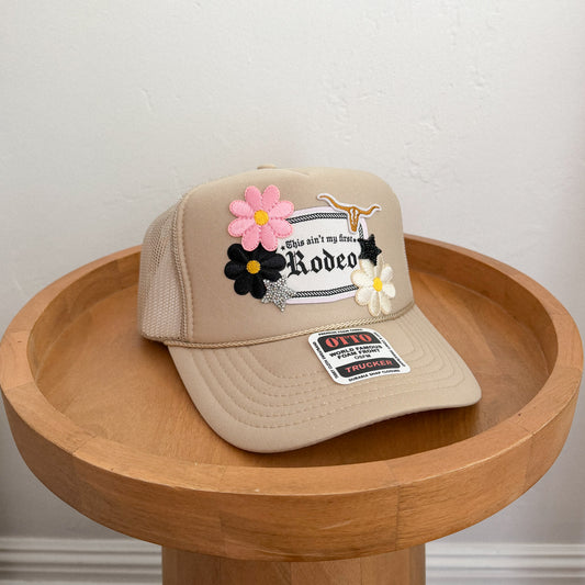 Khaki Ain't My First Rodeo Patch Trucker Hat