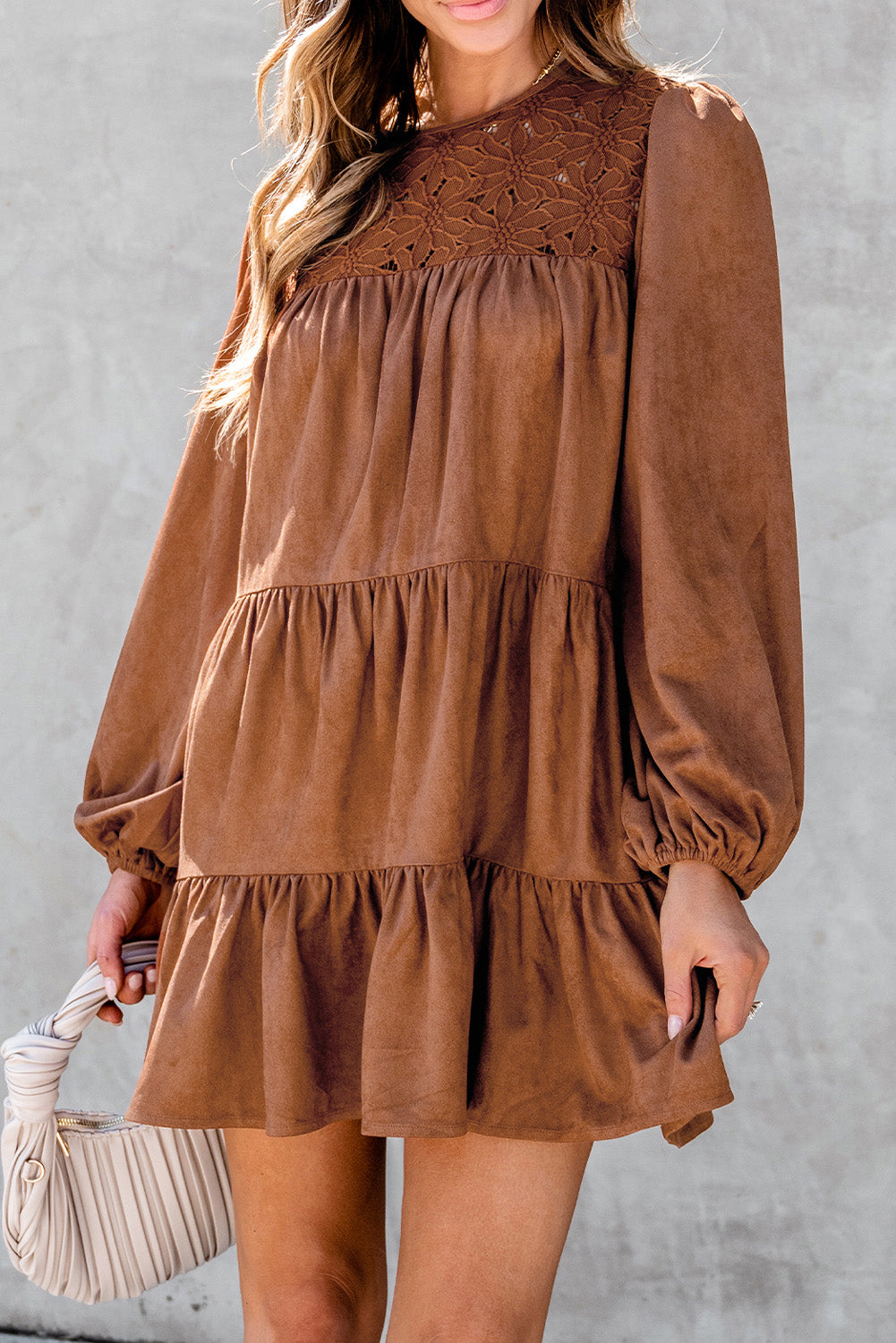Chestnut Tiered Ruffled Mini Dress