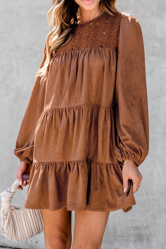 Chestnut Tiered Ruffled Mini Dress
