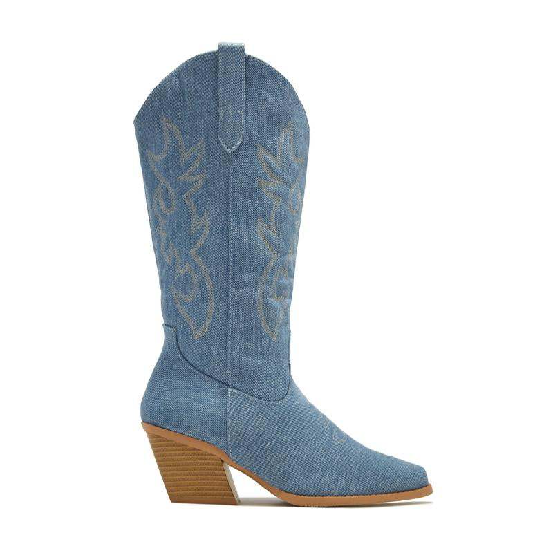 Abby Cowgirl Boots - Denim