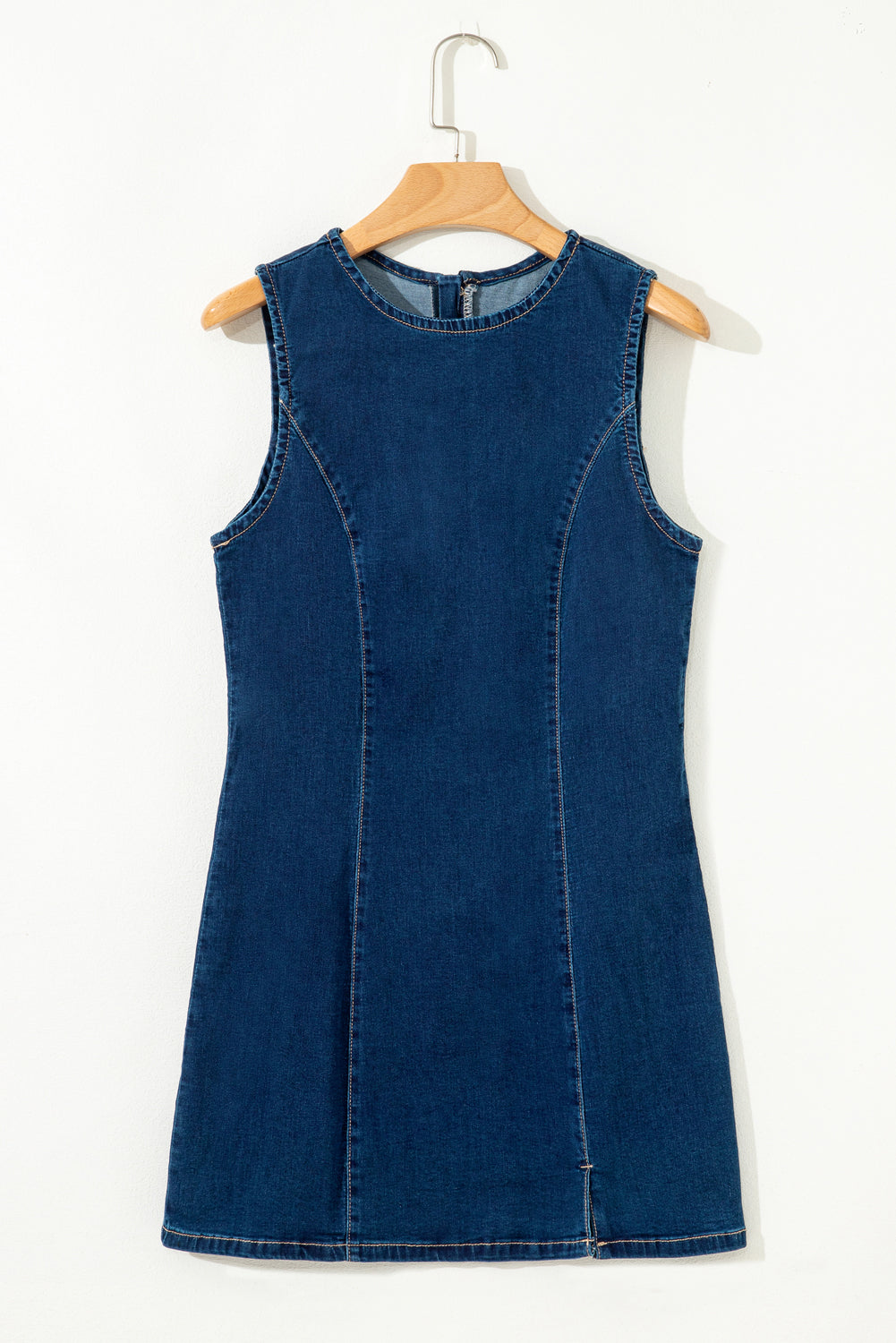 Sleeveless Zipped Bodycon Denim Mini Dress