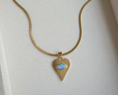 Eyes on You Opal Heart Necklace