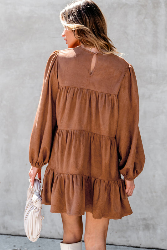 Chestnut Tiered Ruffled Mini Dress