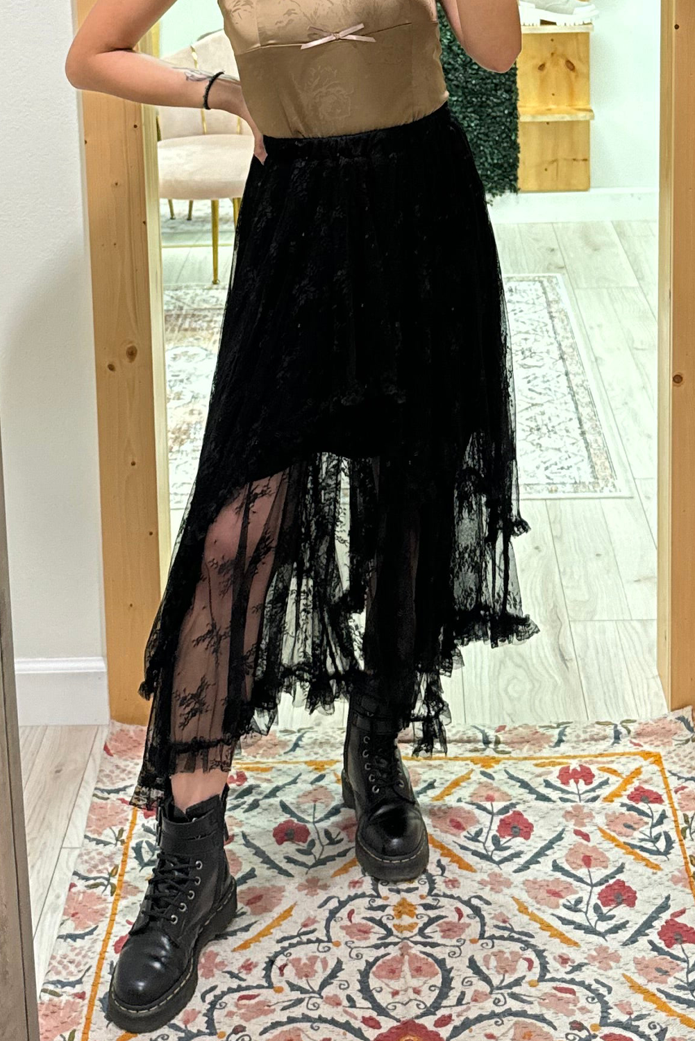 Lace Cascading Tiered High Waist Maxi Skirt