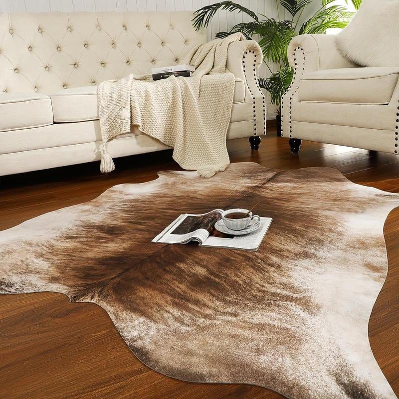 【Deals for You Days】Faux Cowhide Rug Faux Fur Rug Western Style Viral Non-Slip Room Decor Home Decor