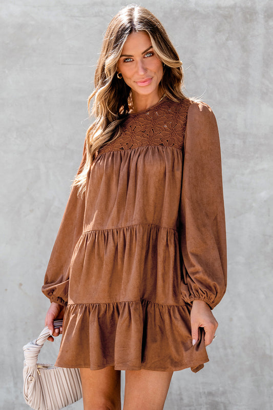 Chestnut Tiered Ruffled Mini Dress