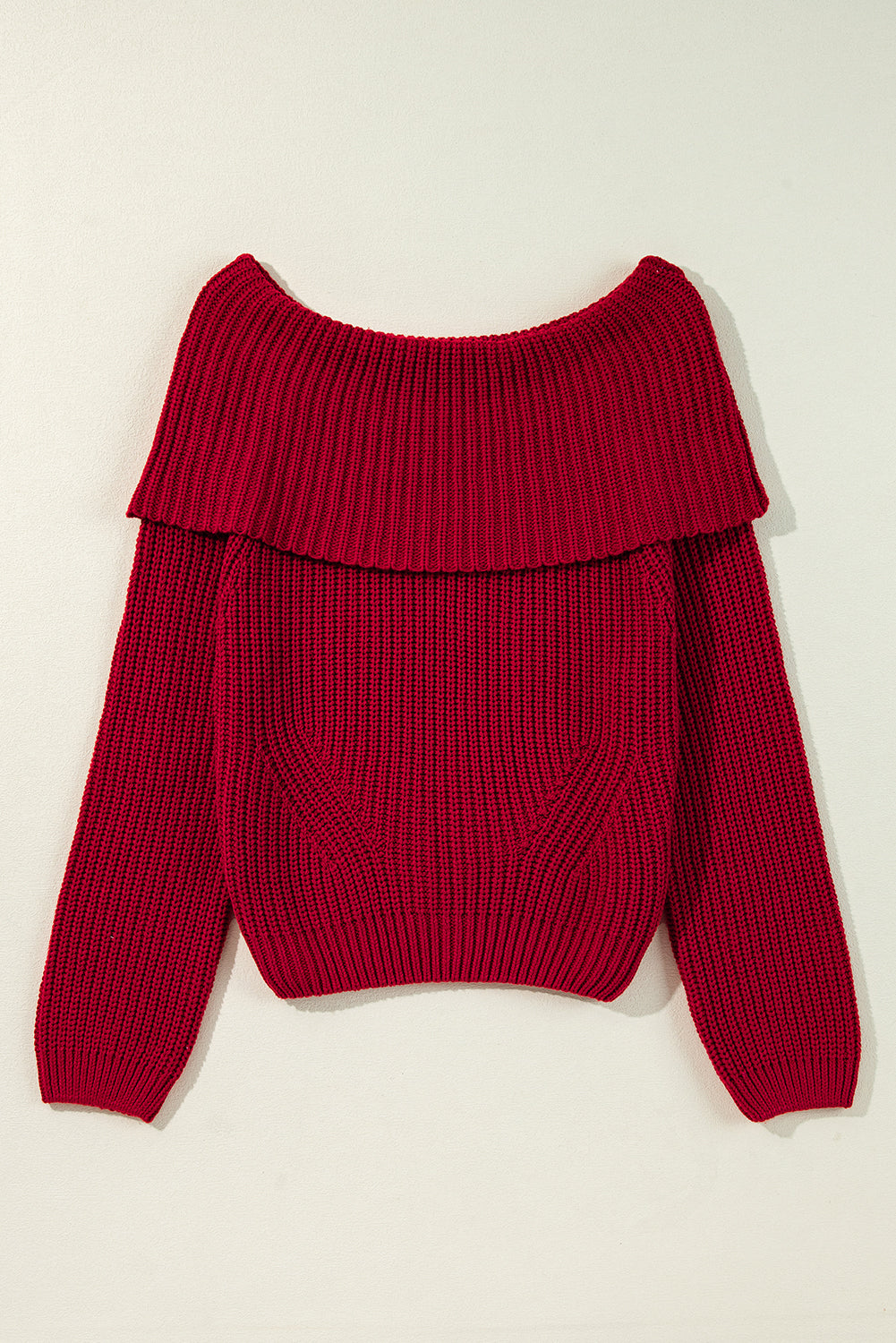 Red Off-The-Shoulder Knit Sweater