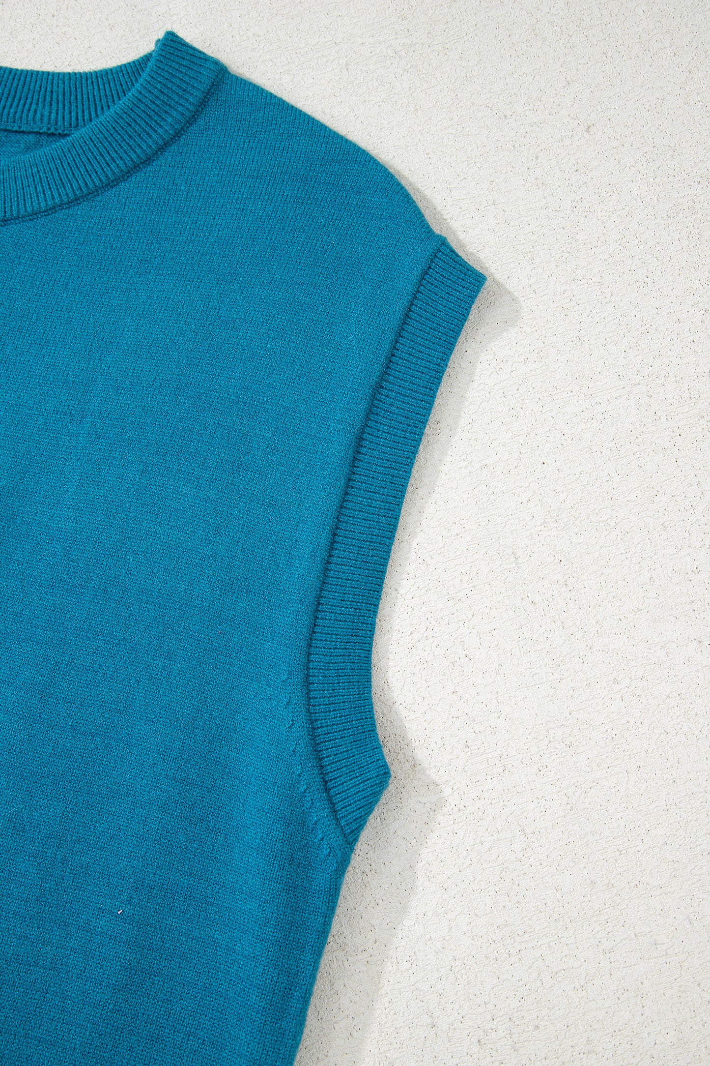 Blue Horseshoe Embroidered Loose Short Sleeve Sweater