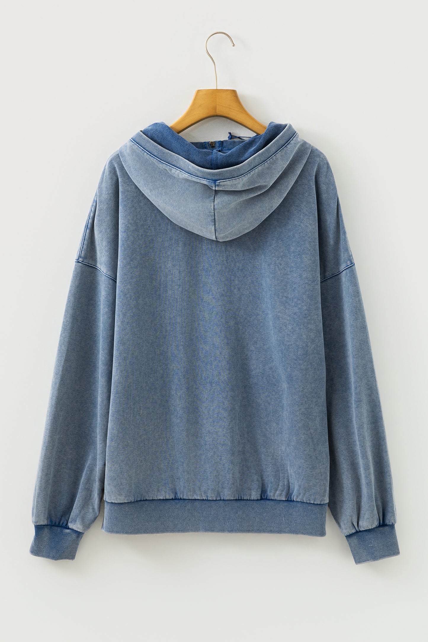 Half Zip Pocketed Mineral Wash Hoodie