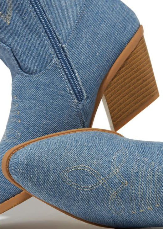 Abby Cowgirl Boots - Denim