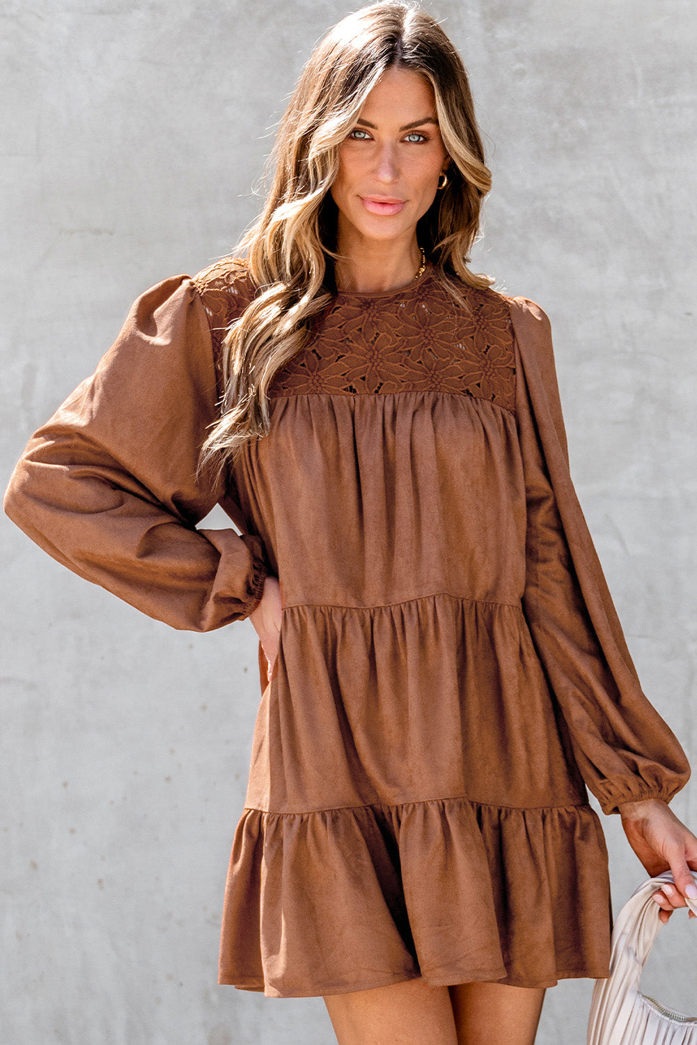 Chestnut Tiered Ruffled Mini Dress