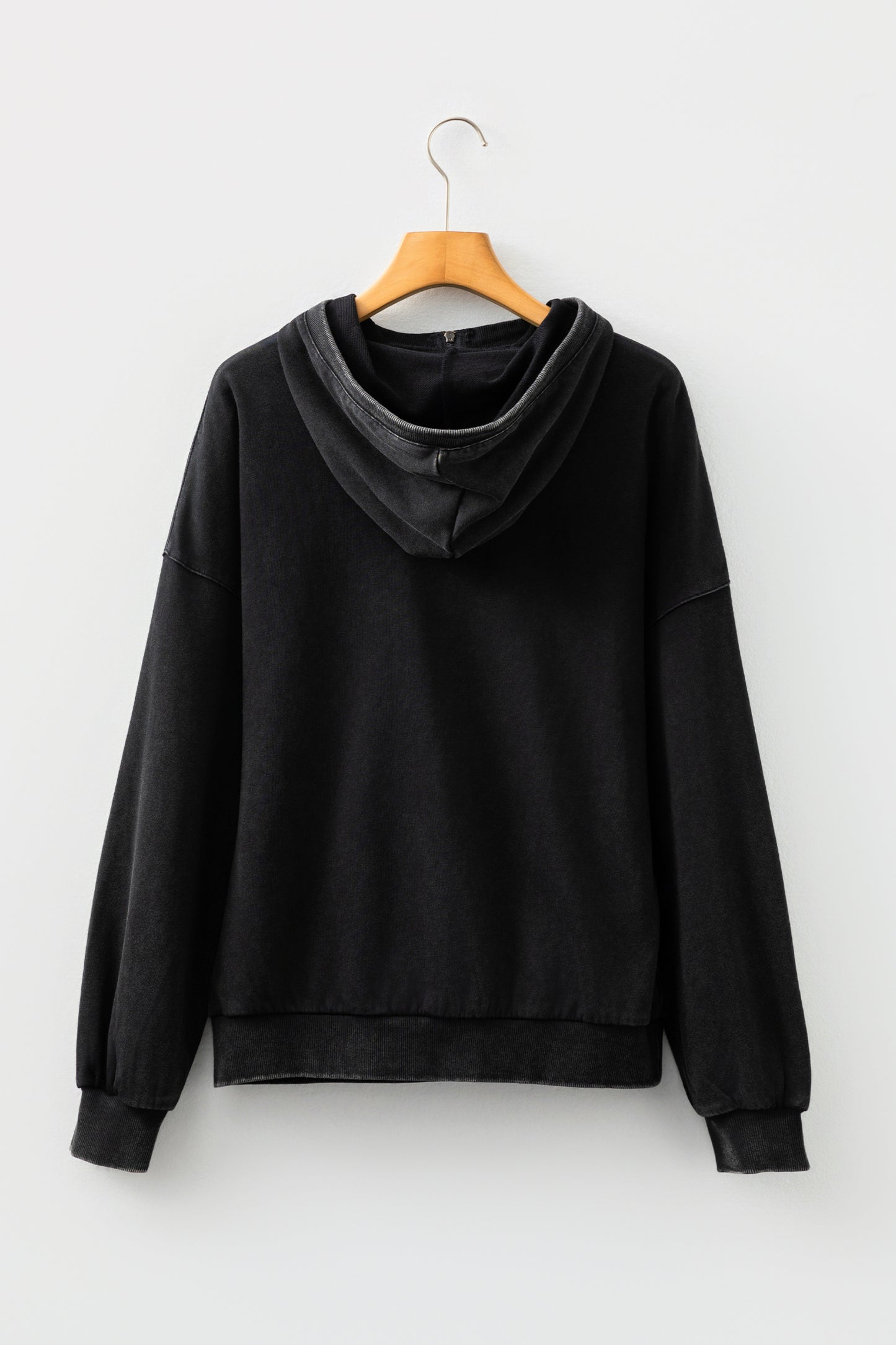 Half Zip Pocketed Mineral Wash Hoodie