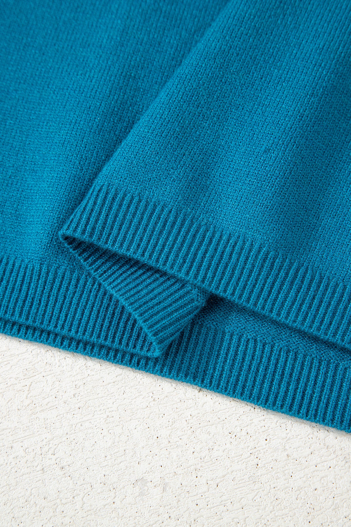 Blue Horseshoe Embroidered Loose Short Sleeve Sweater