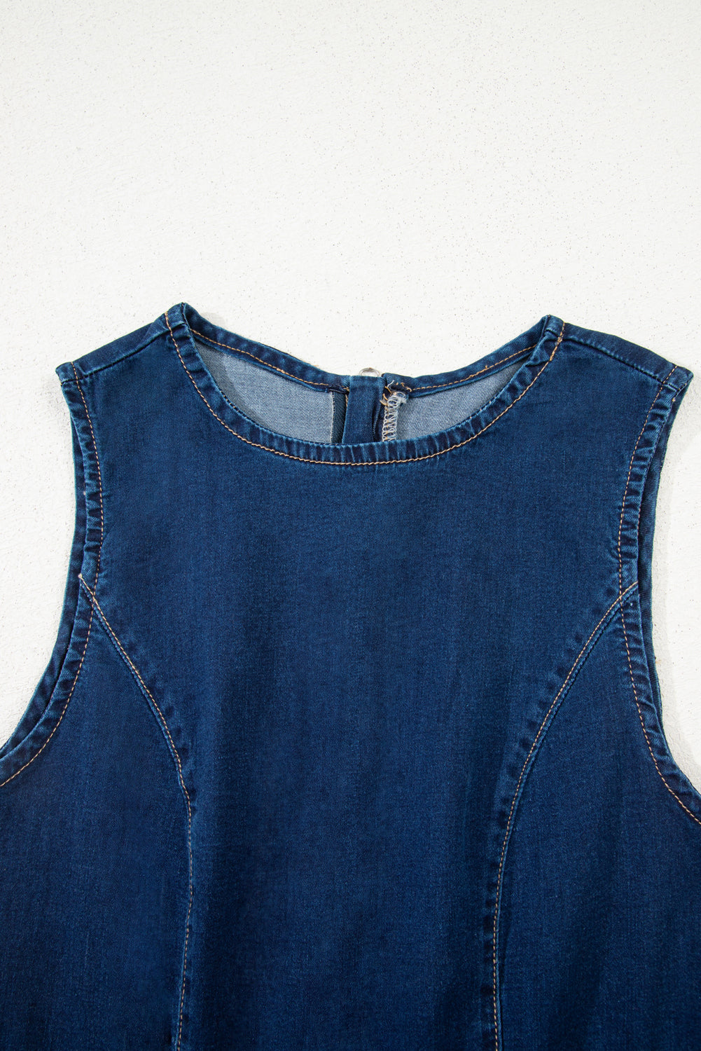 Sleeveless Zipped Bodycon Denim Mini Dress