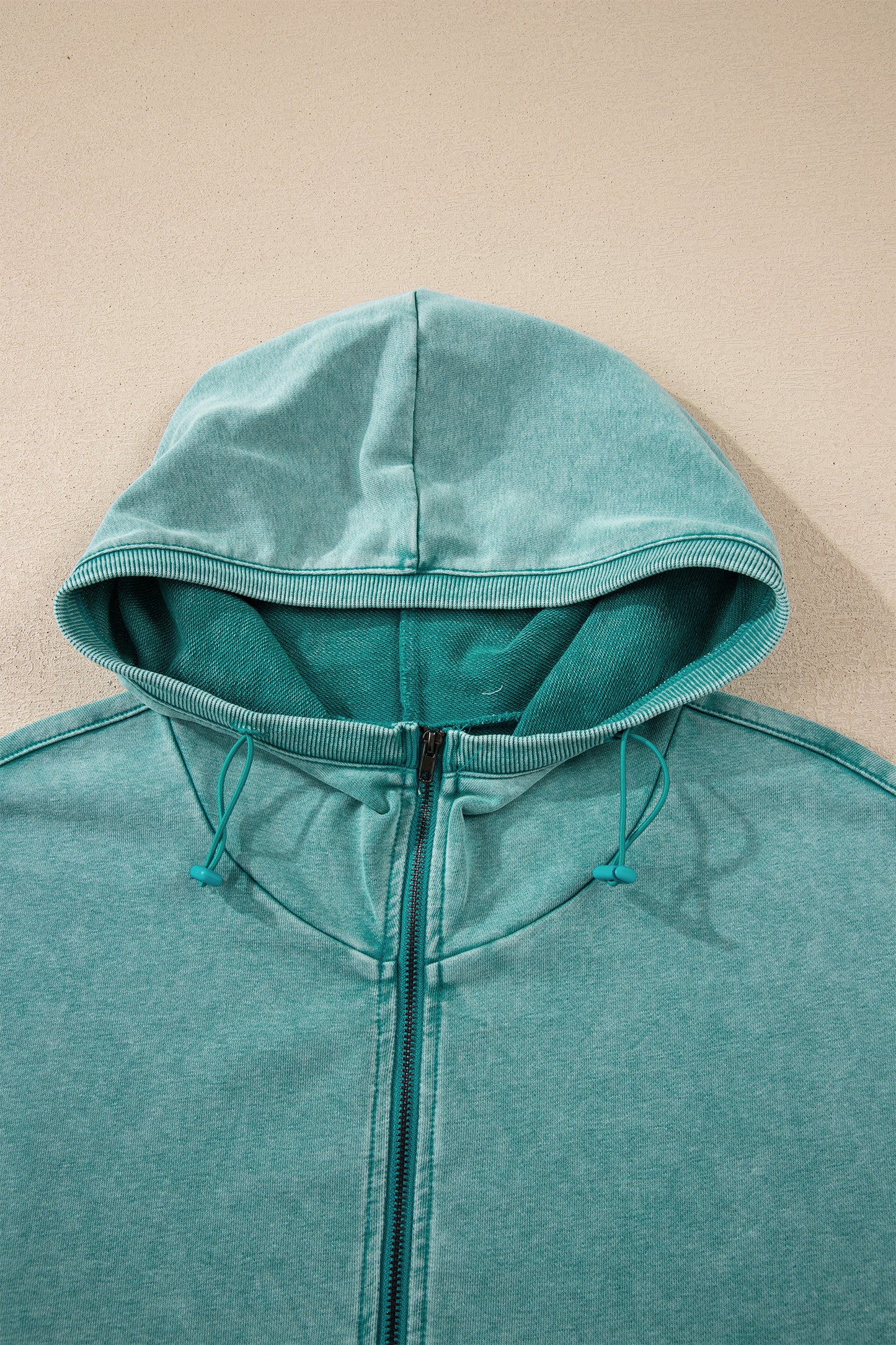 Half Zip Pocketed Mineral Wash Hoodie