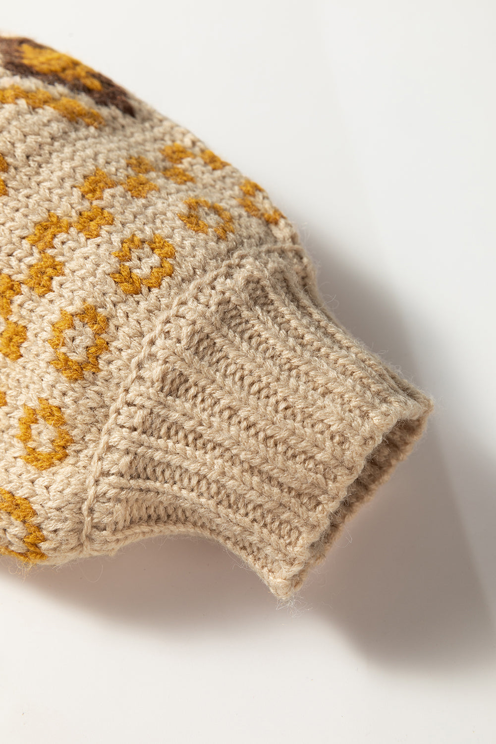 Khaki Western Pattern Button Cardigan Sweater