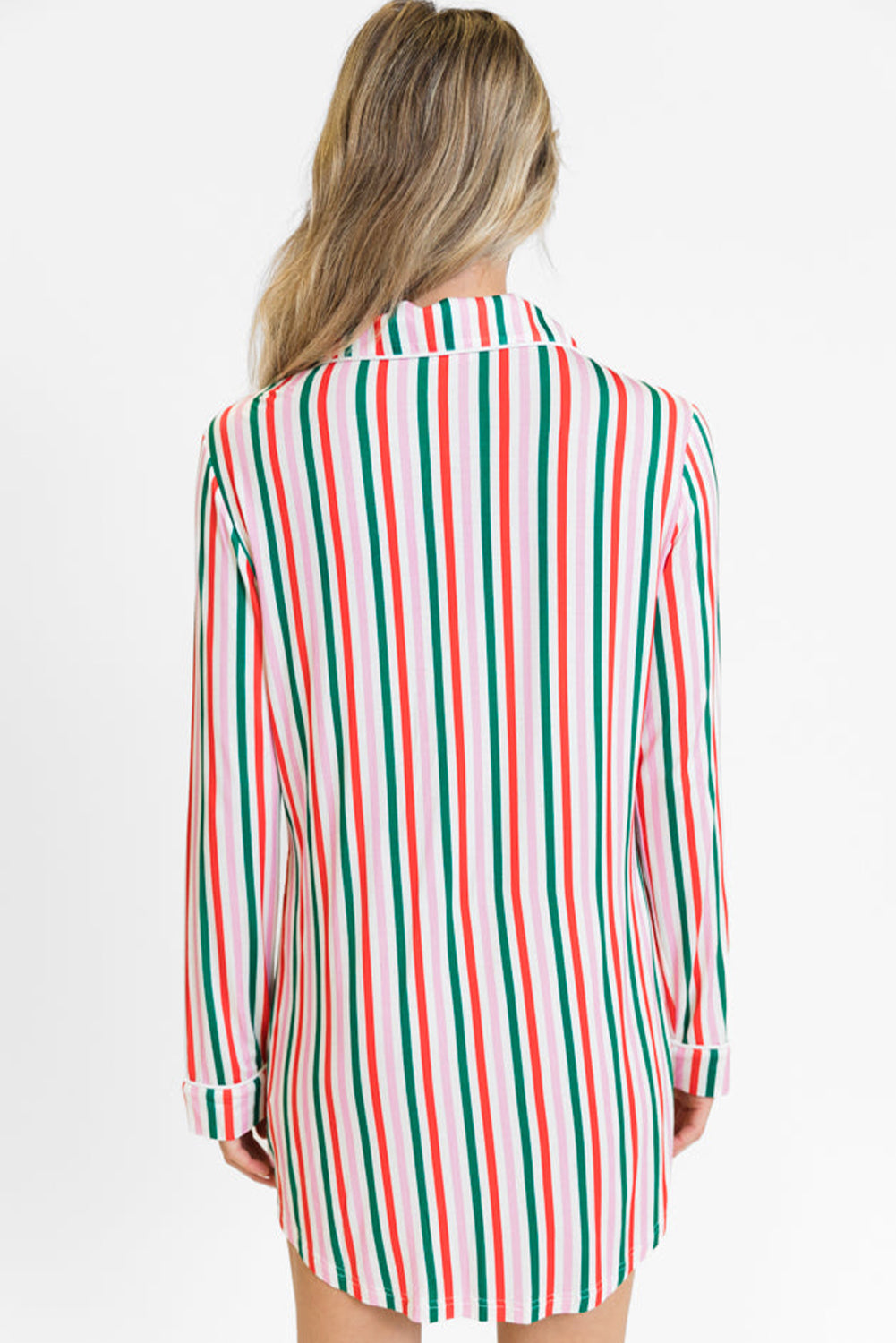 Christmas Striped Long Sleeve Shirt Style Lounge Dress