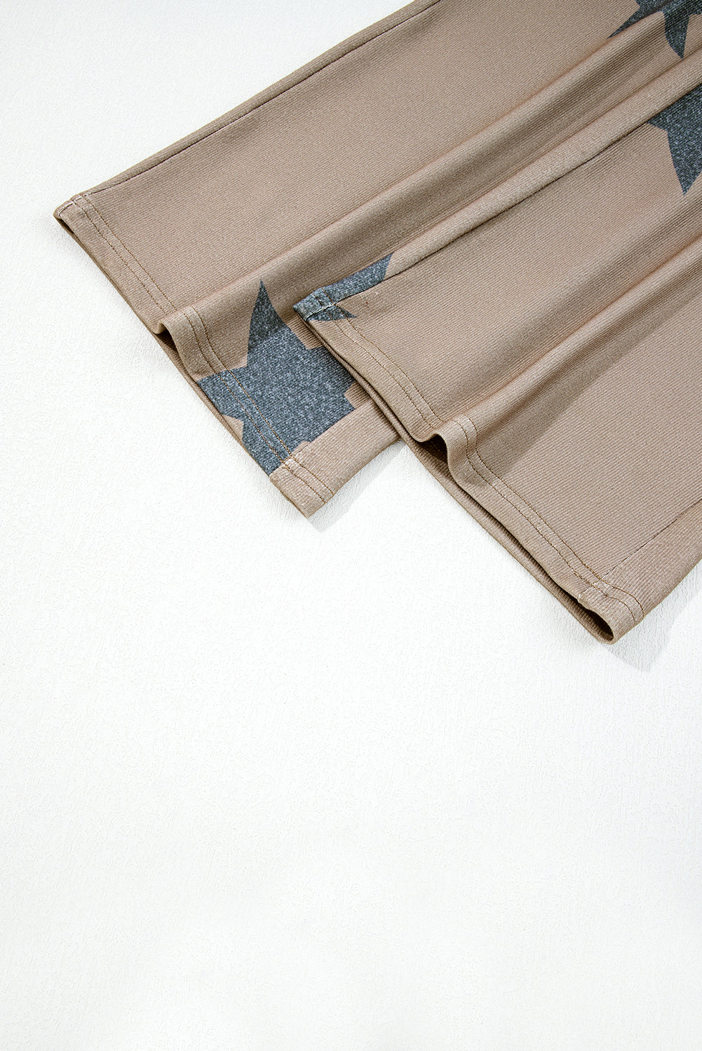 Khaki Star Print Long Sleeve and Wide Leg Lounge Set