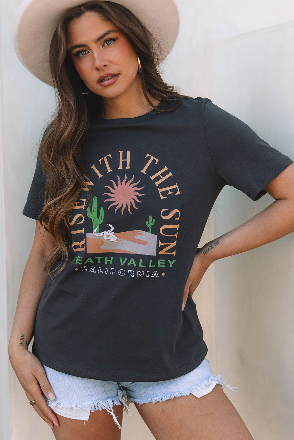 Charcoal RISE WITH THE SUN Western Graphic Tee
