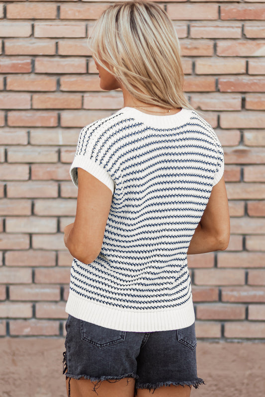 Blue Stripe Loose Fit Knitted Sweater