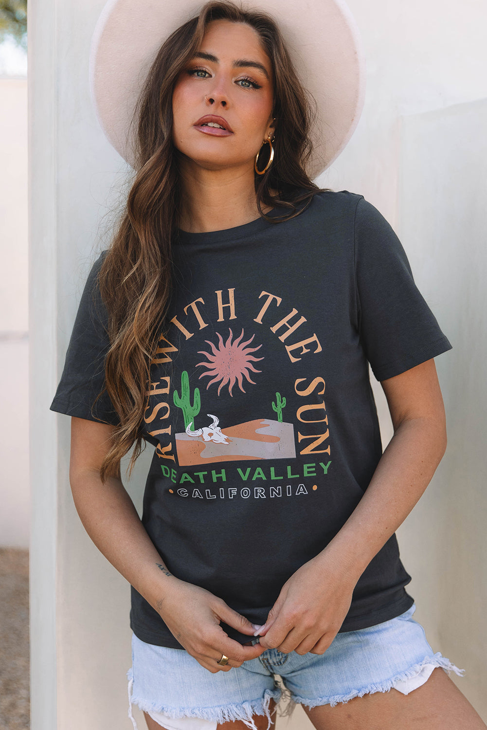 Charcoal RISE WITH THE SUN Western Graphic Tee