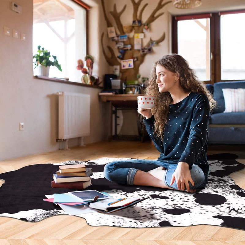 【Deals for You Days】Faux Cowhide Rug Faux Fur Rug Western Style Viral Non-Slip Room Decor Home Decor