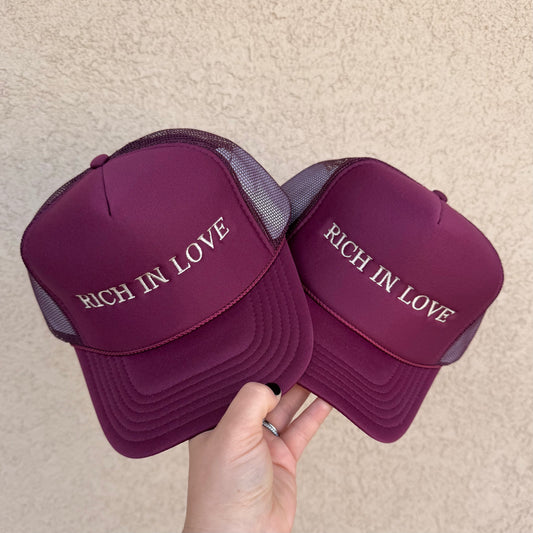 Burgundy Rich In Love Trucker Hat