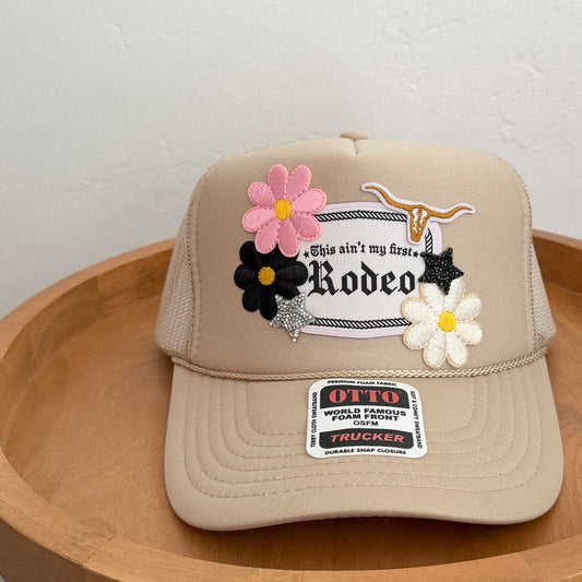 Khaki Ain't My First Rodeo Patch Trucker Hat