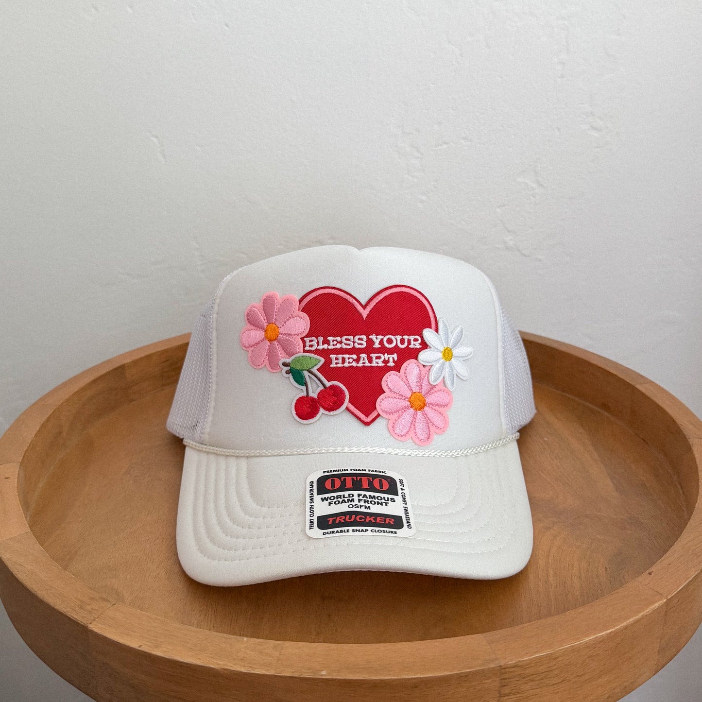 White Bless Your Heart Patch Trucker Hat