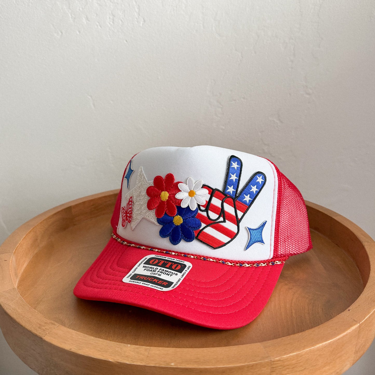 Red White and Bloom Patch Trucker Hat