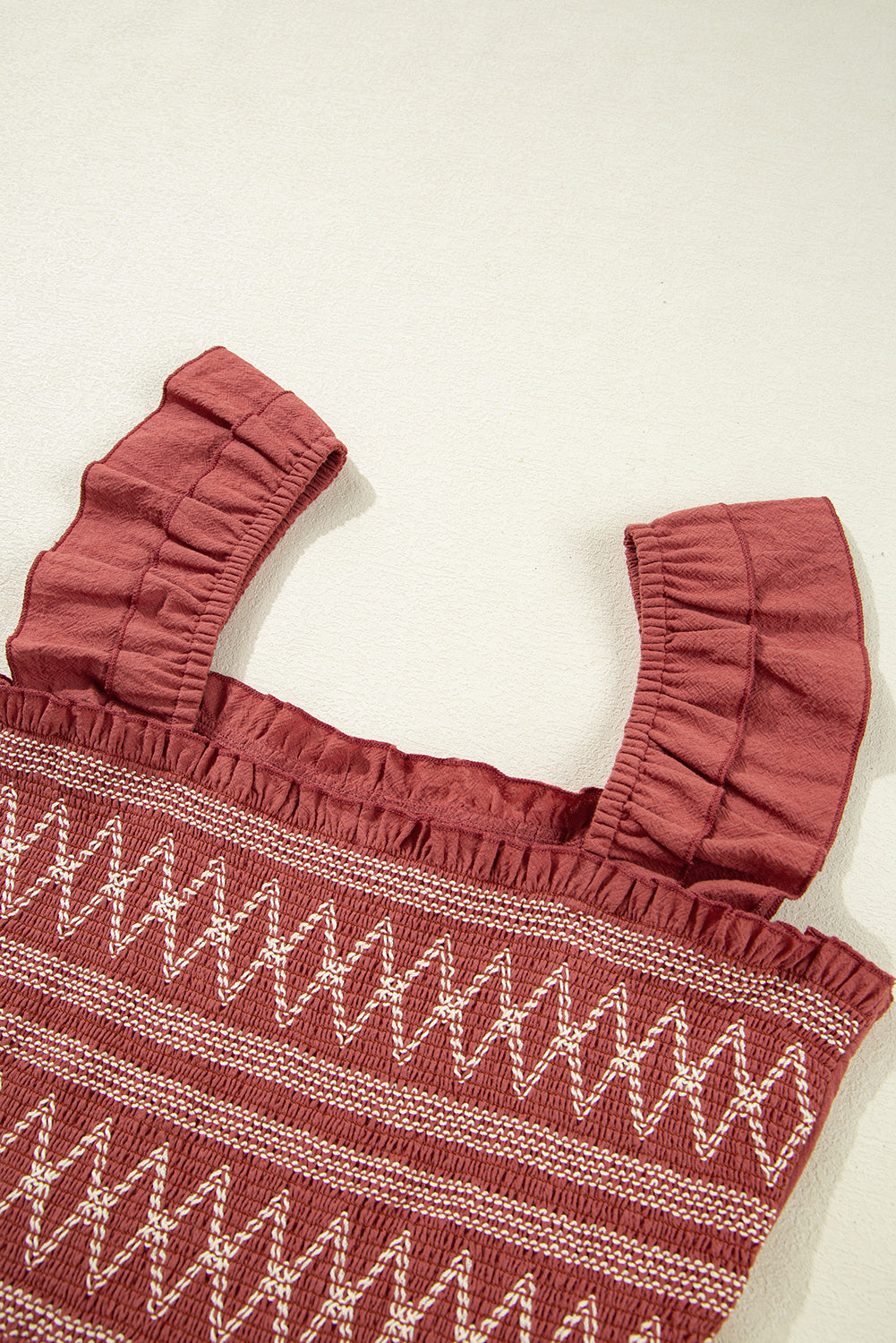 Sandalwood Geometric Stitch Sleeveless Mini Dress