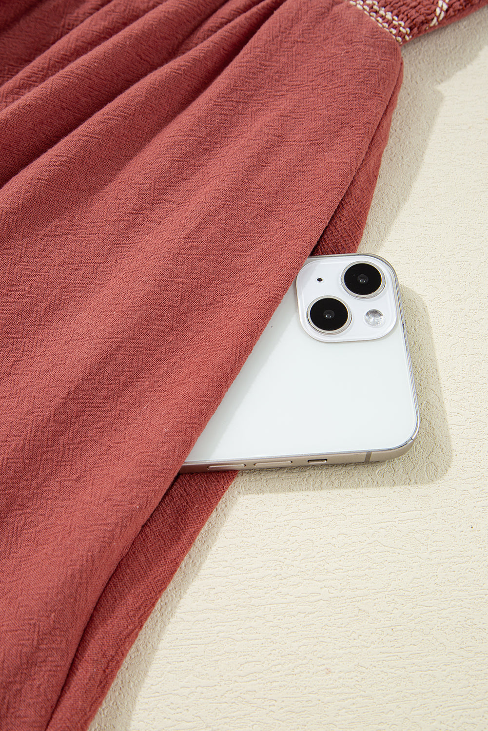 Sandalwood Geometric Stitch Sleeveless Mini Dress