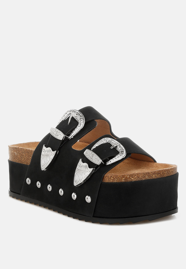 London Rag Faux Leather Flatform Slip Ons