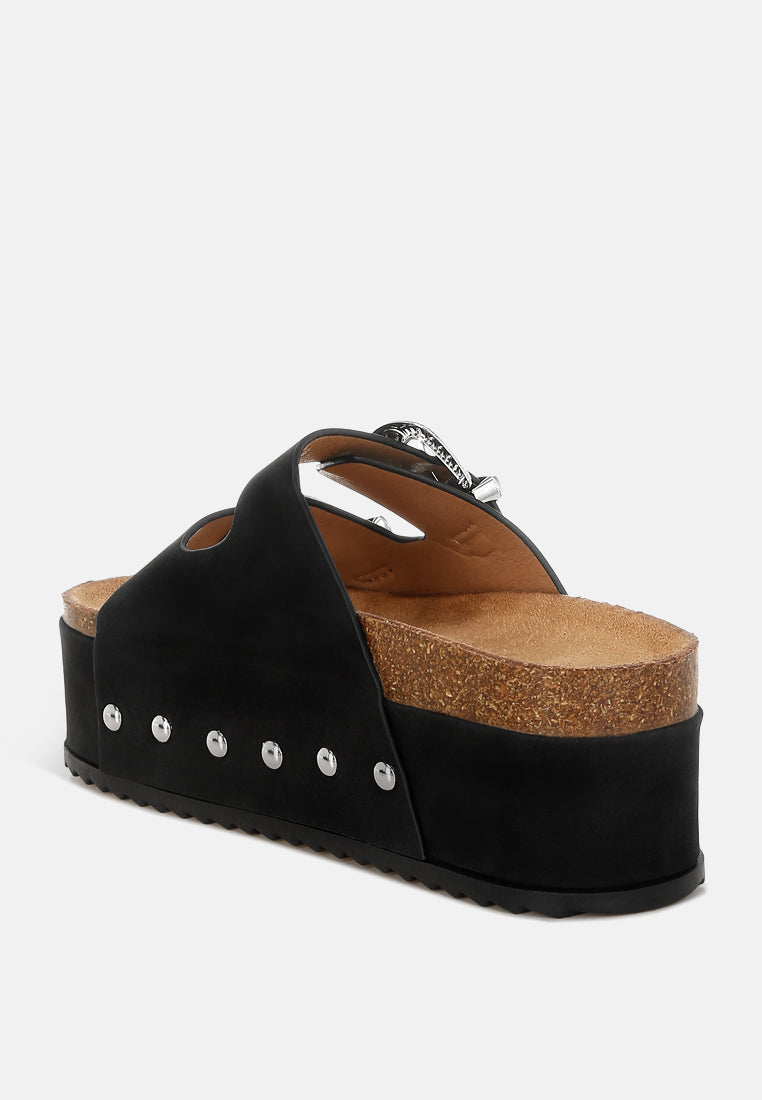 London Rag Faux Leather Flatform Slip Ons