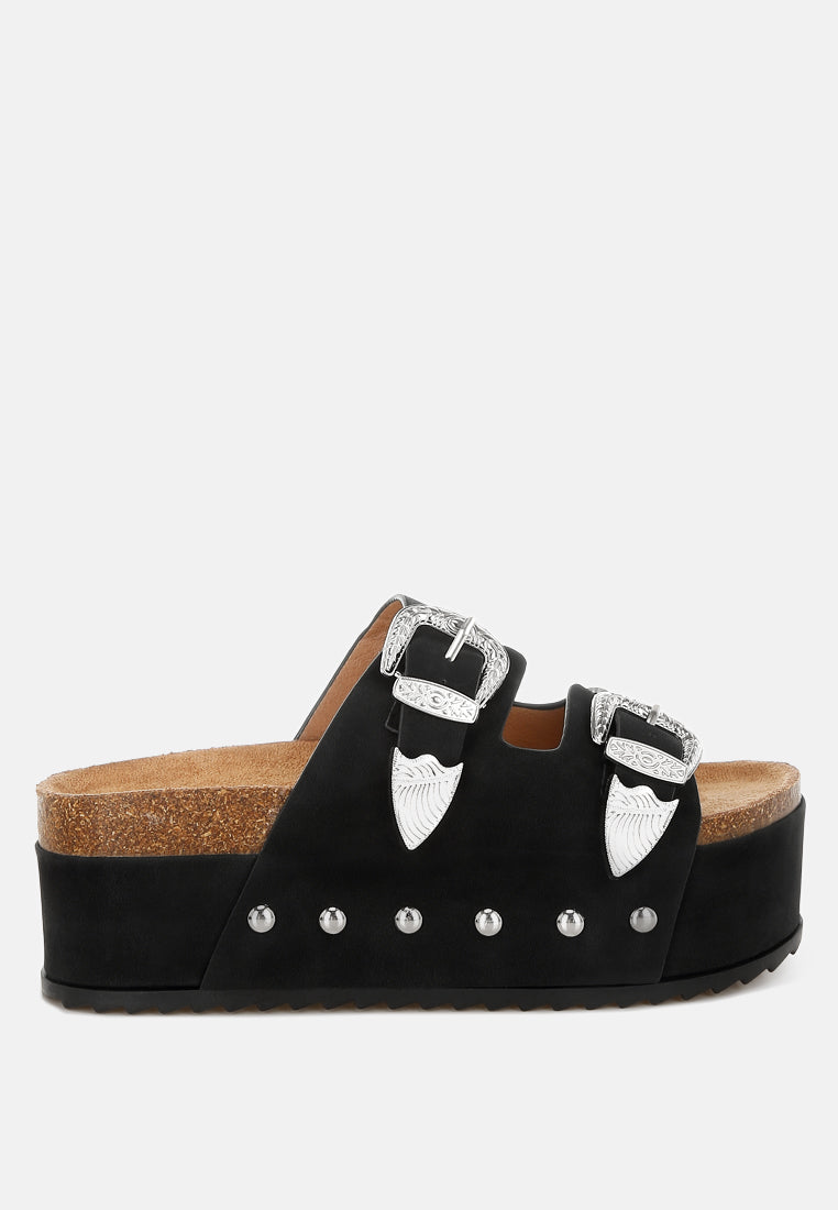 London Rag Faux Leather Flatform Slip Ons