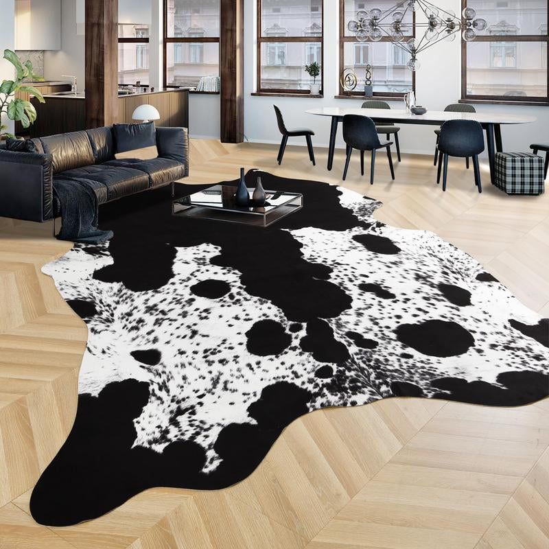 【Deals for You Days】Faux Cowhide Rug Faux Fur Rug Western Style Viral Non-Slip Room Decor Home Decor