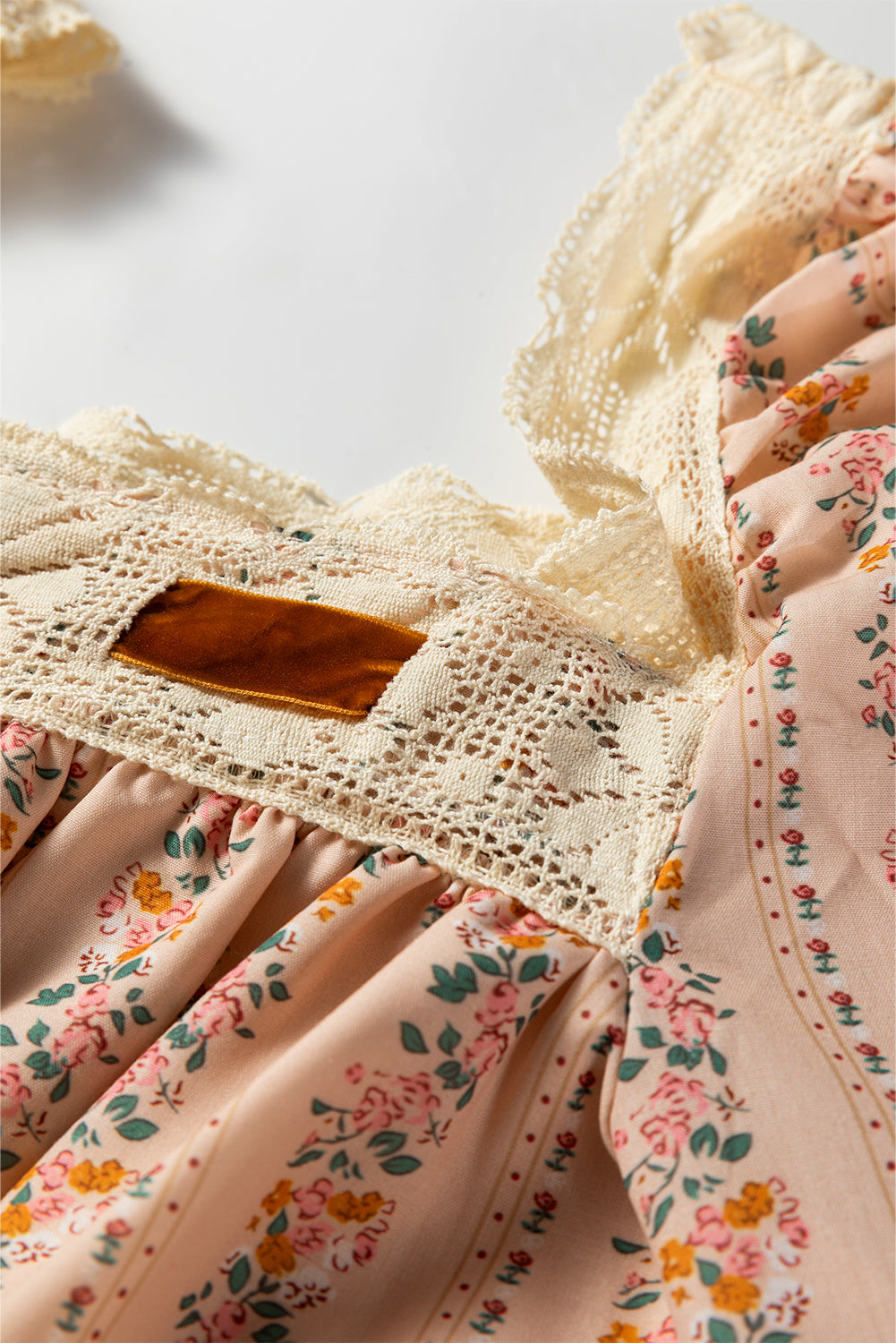 Long Sleeve Floral Print and Velvet Bow Mini Dress