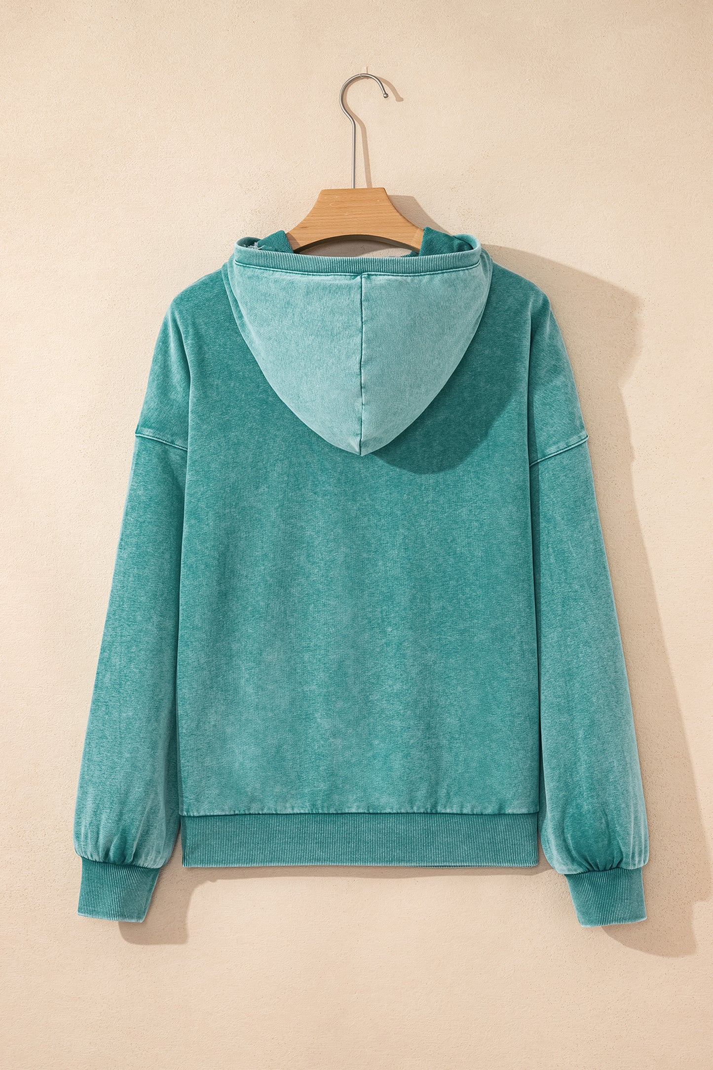 Half Zip Pocketed Mineral Wash Hoodie