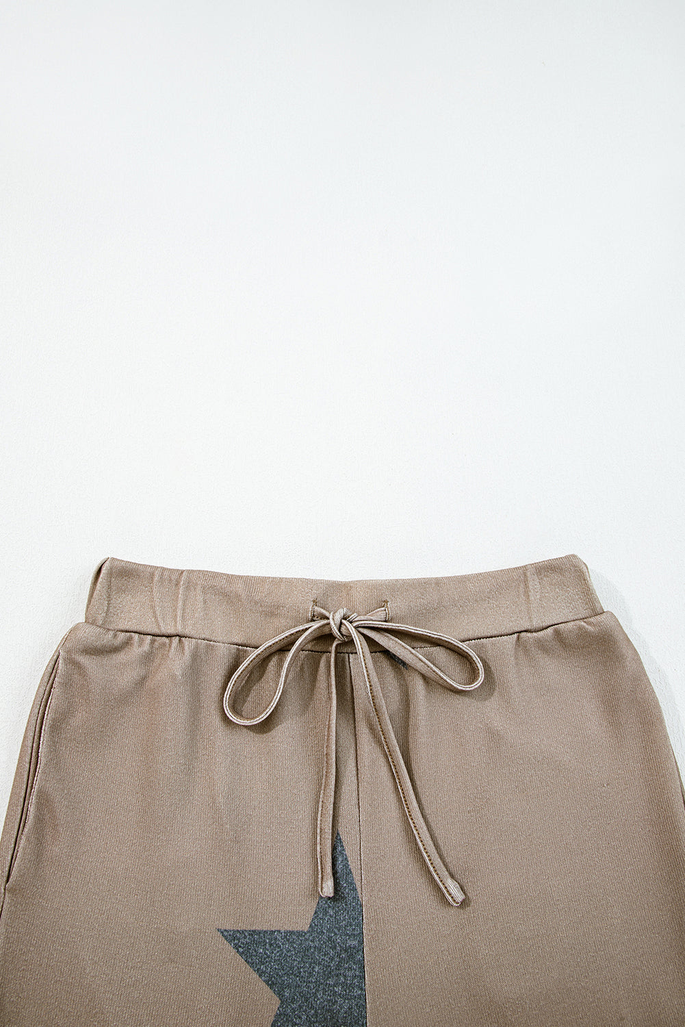 Khaki Star Print Long Sleeve and Wide Leg Lounge Set