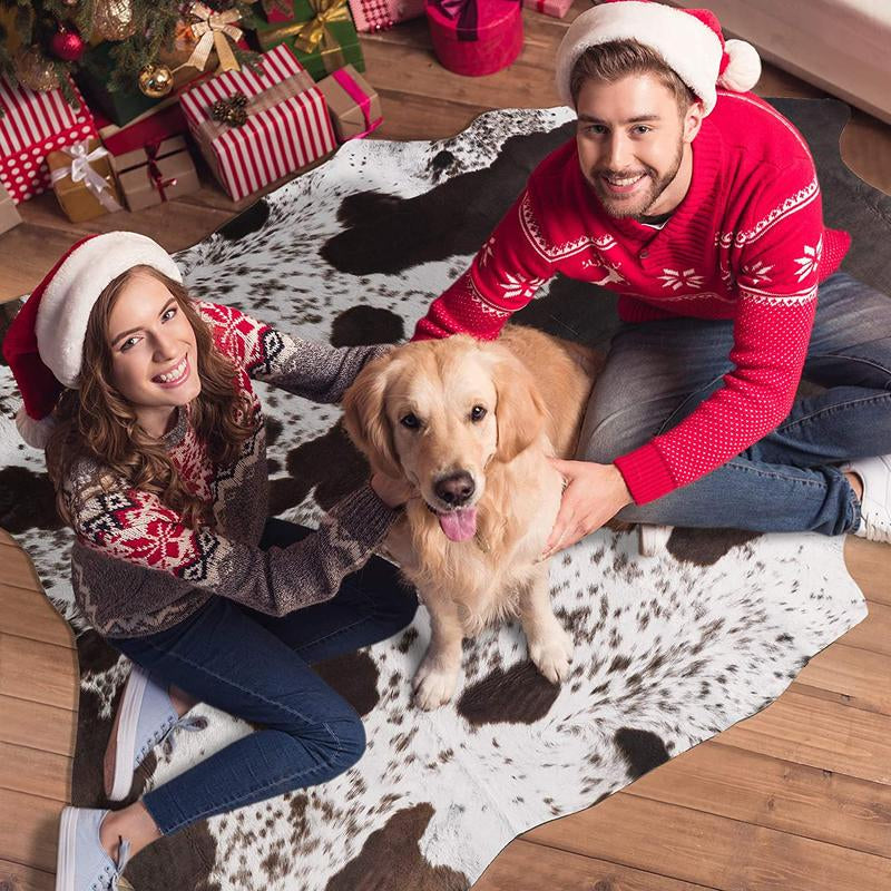 【Deals for You Days】Faux Cowhide Rug Faux Fur Rug Western Style Viral Non-Slip Room Decor Home Decor