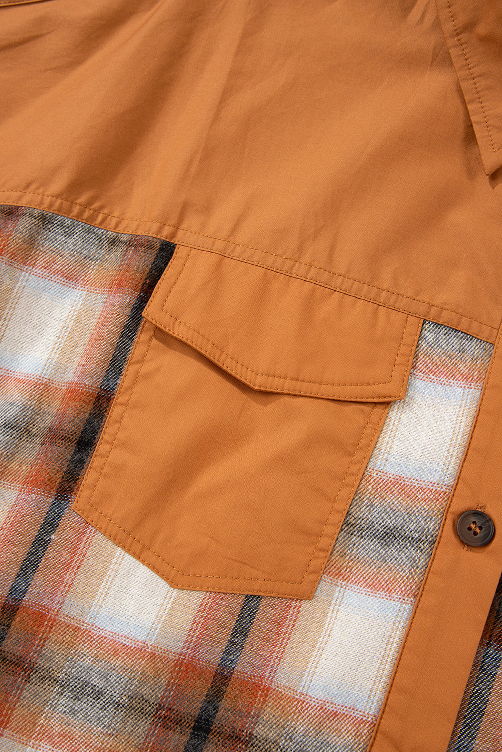 Khaki Plaid Color Block Ruffle Hem Dress