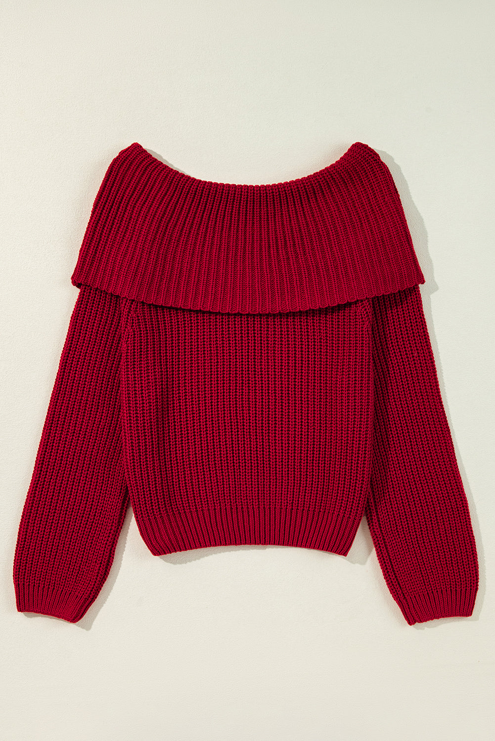 Red Off-The-Shoulder Knit Sweater