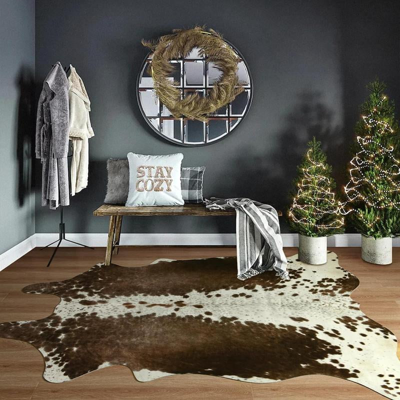 【Deals for You Days】Faux Cowhide Rug Faux Fur Rug Western Style Viral Non-Slip Room Decor Home Decor
