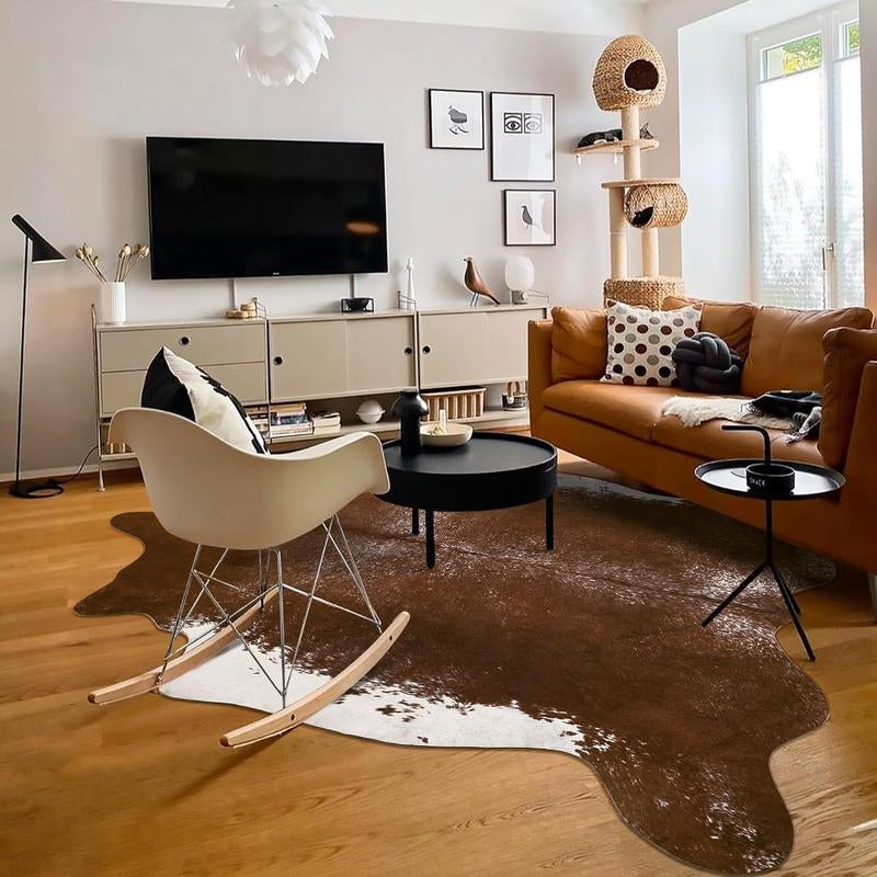 【Deals for You Days】Faux Cowhide Rug Faux Fur Rug Western Style Viral Non-Slip Room Decor Home Decor